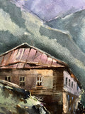 Original art for sale at UGallery.com | Brown House by Rashid Kulbatyrov | $375 | watercolor painting | 10.6' h x 15.7' w | thumbnail 2