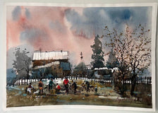 Original art for sale at UGallery.com | Simple Day by Rashid Kulbatyrov | $525 | watercolor painting | 11.4' h x 16.1' w | thumbnail 2