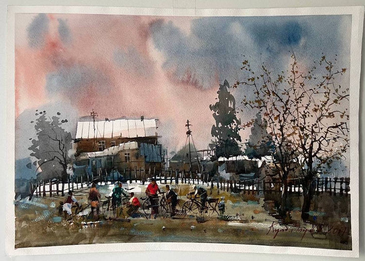 Simple Day by Rashid Kulbatyrov |  Side View of Artwork 