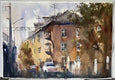 Original art for sale at UGallery.com | Three-storey House by Rashid Kulbatyrov | $1,075 | watercolor painting | 18.8' h x 27.5' w | thumbnail 2