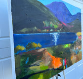 Original art for sale at UGallery.com | Brillant Lake Sunshine by Rebecca Klementovich | $1,400 | acrylic painting | 24' h x 36' w | thumbnail 2