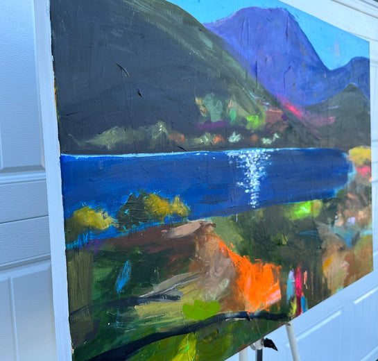 Brillant Lake Sunshine by Rebecca Klementovich |  Side View of Artwork 