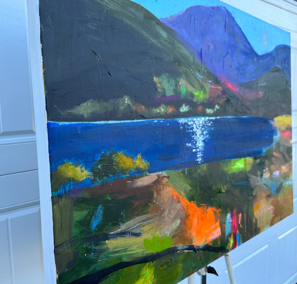 Brillant Lake Sunshine by Rebecca Klementovich |  Side View of Artwork 