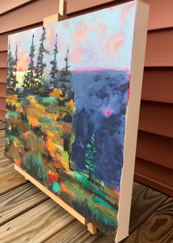 Coral Sun and Cobalt Sea by Rebecca Klementovich |  Side View of Artwork 