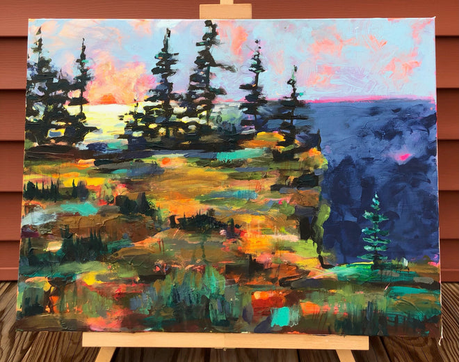 Coral Sun and Cobalt Sea by Rebecca Klementovich |  Context View of Artwork 