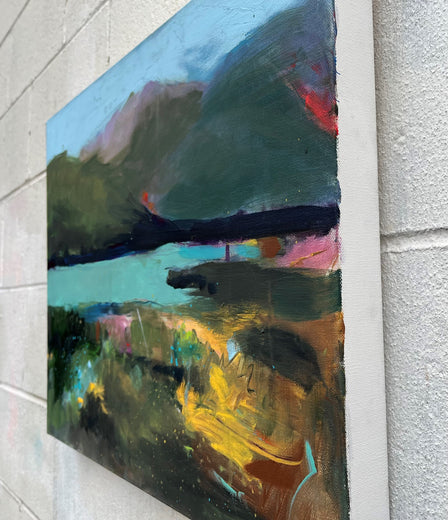 Lake Swim at Lunch by Rebecca Klementovich |  Side View of Artwork 