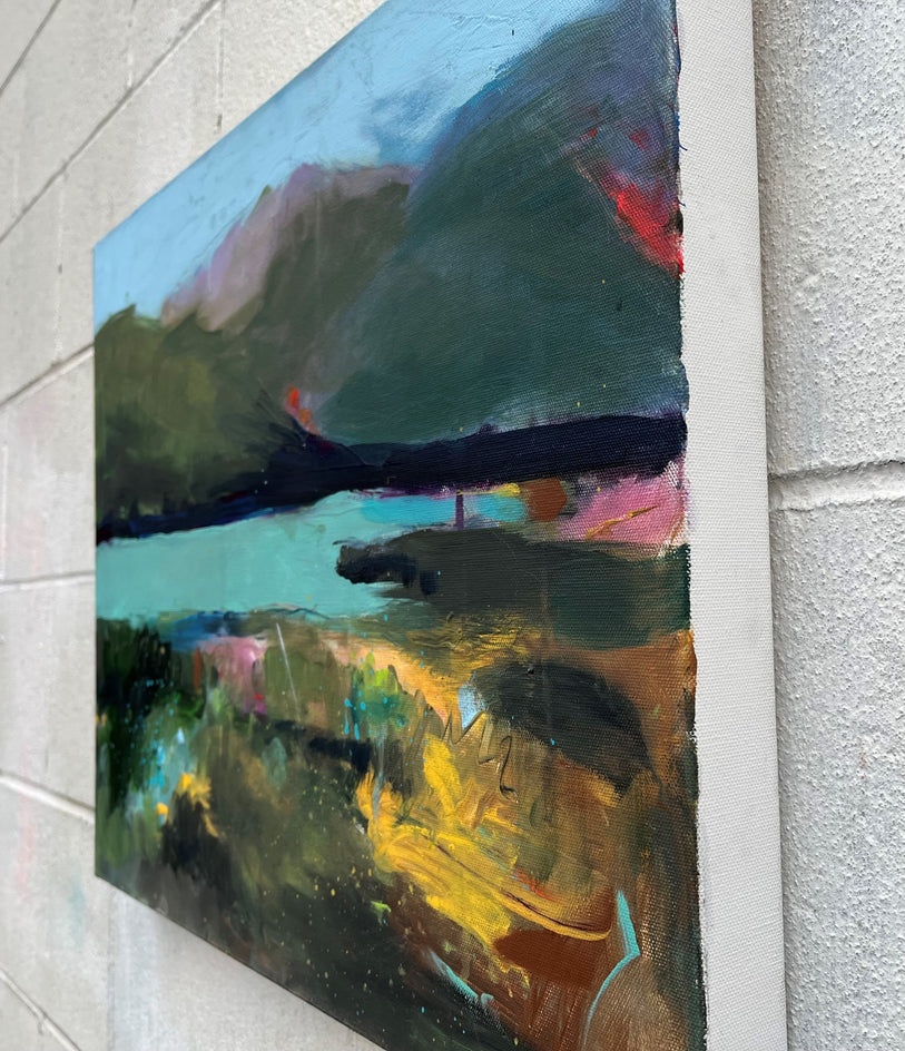 Lake Swim at Lunch by Rebecca Klementovich |  Side View of Artwork 