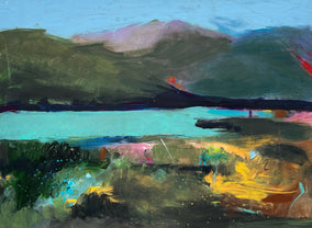 Original art for sale at UGallery.com | Lake Swim at Lunch by Rebecca Klementovich | $1,100 | acrylic painting | 18' h x 24' w