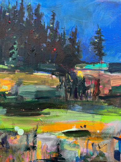 Sleepy Trees of Monhegan, Island by Rebecca Klementovich |   Closeup View of Artwork 