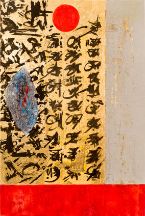 Original art for sale at UGallery.com | Love Letter by René Serrano Rodríguez | $750 | mixed media artwork | 23' h x 16' w