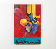 Original art for sale at UGallery.com | Warriors December 19 2025 by René Serrano Rodríguez | $2,250 | mixed media artwork | 47' h x 31' w | thumbnail 3