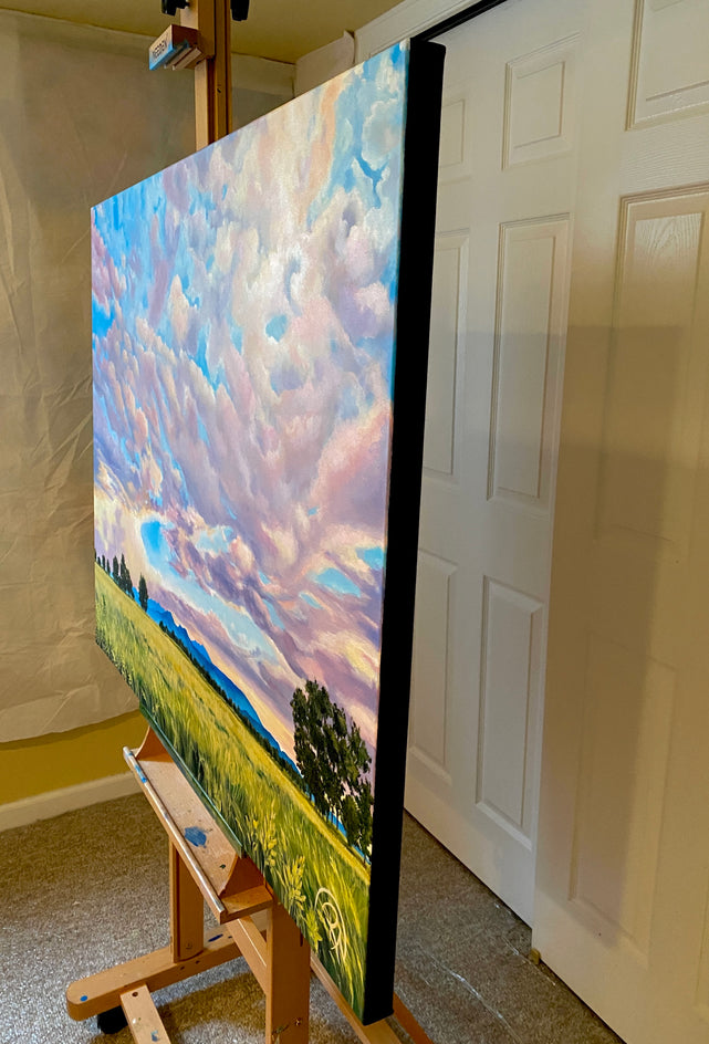 Blue Window by Renee Noel |  Side View of Artwork 