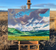 Original art for sale at UGallery.com | Green Pastures by Renee Noel | $3,975 | acrylic painting | 30' h x 40' w | thumbnail 3