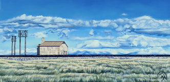 Original art for sale at UGallery.com | Railroad Shack by Renee Noel | $2,525 | acrylic painting | 24' h x 48' w | thumbnail 1