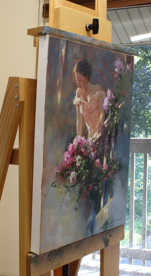 Azaleas y Sol by Richard Johnson |  Side View of Artwork 