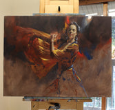 Original art for sale at UGallery.com | Fire Dances by Richard Johnson | $5,350 | oil painting | 24' h x 30' w | thumbnail 3