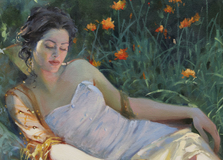 Lillies and Lace by Richard Johnson |   Closeup View of Artwork 