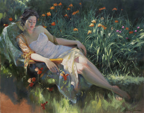 Original art for sale at UGallery.com | Lillies and Lace by Richard Johnson | $5,175 | oil painting | 24' h x 30' w