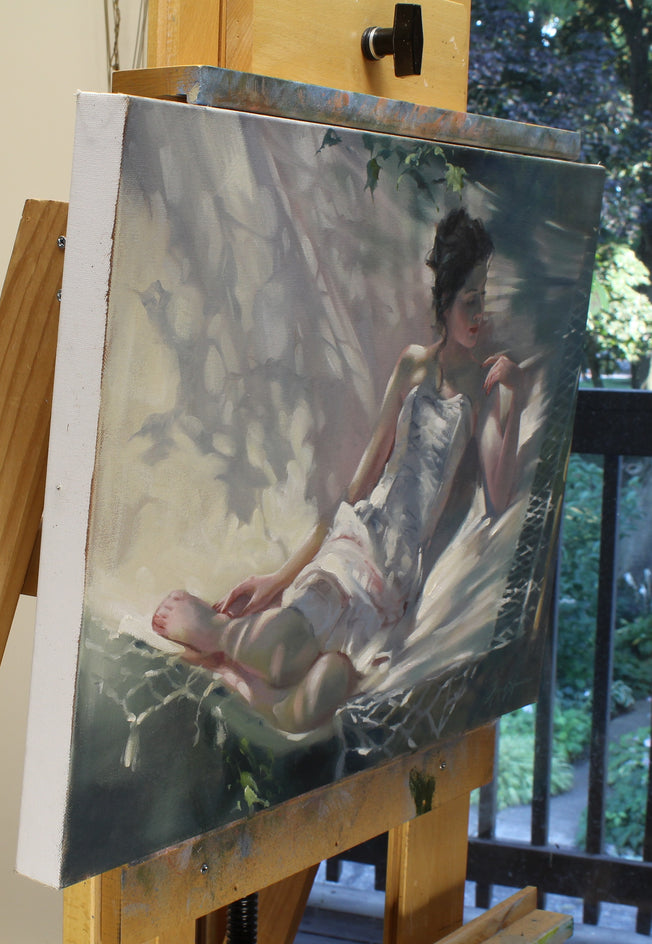 The Hammock in Summer by Richard Johnson |  Side View of Artwork 