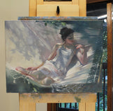 Original art for sale at UGallery.com | The Hammock in Summer by Richard Johnson | $3,600 | oil painting | 18' h x 24' w | thumbnail 3