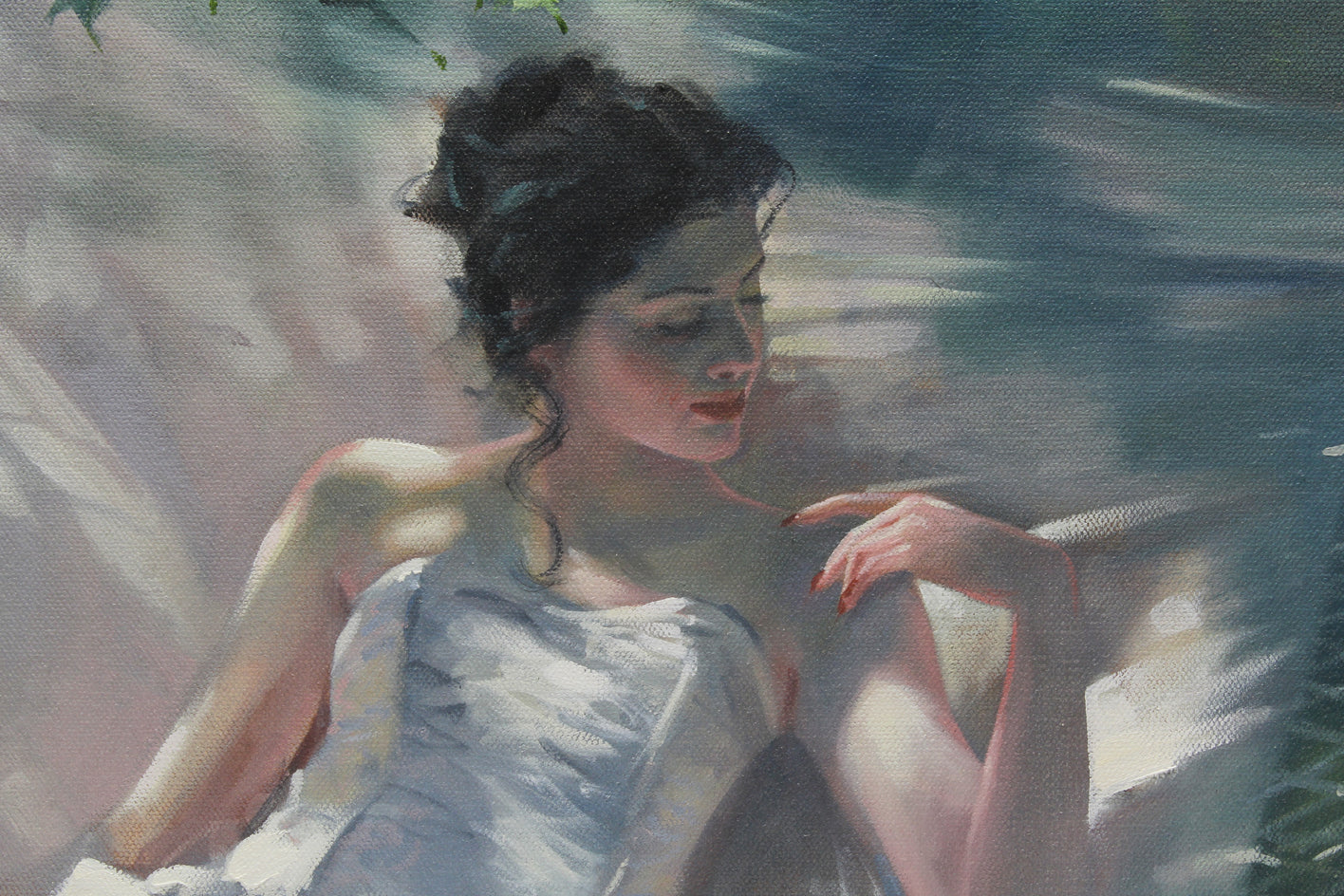 The Hammock in Summer by Richard Johnson |  Closeup View of Artwork 
