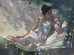 Original art for sale at UGallery.com | The Hammock in Summer by Richard Johnson | $3,600 | oil painting | 18' h x 24' w
