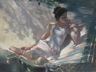 oil painting by Richard Johnson titled The Hammock in Summer