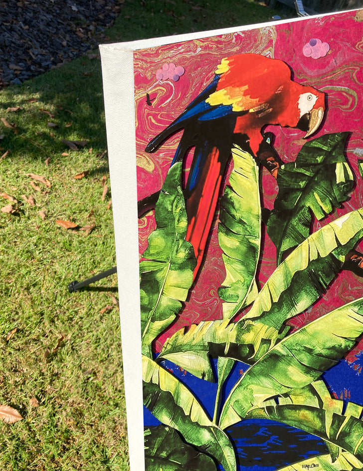 Red Parrot by Rick "Marlowe" Schneider |  Side View of Artwork 