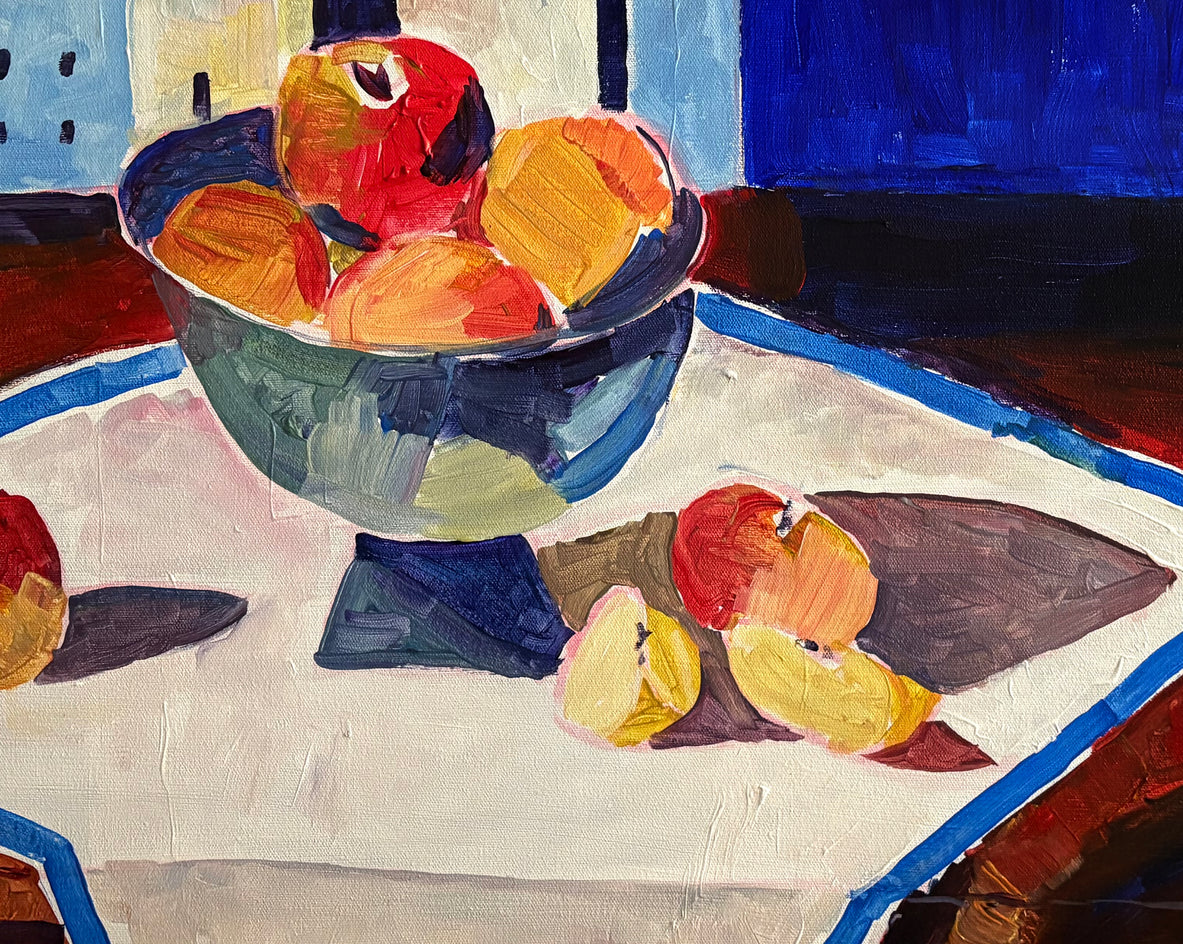 Apples on a Table by Robert Hofherr |  Closeup View of Artwork 
