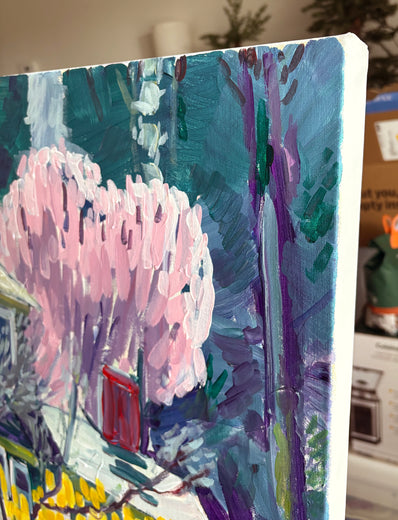 Azalea and Dogwood by Robert Hofherr |  Side View of Artwork 
