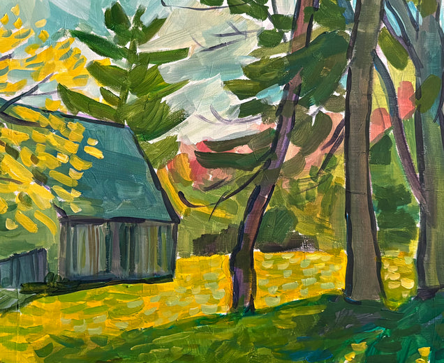 Barn in Spring by Robert Hofherr |   Closeup View of Artwork 