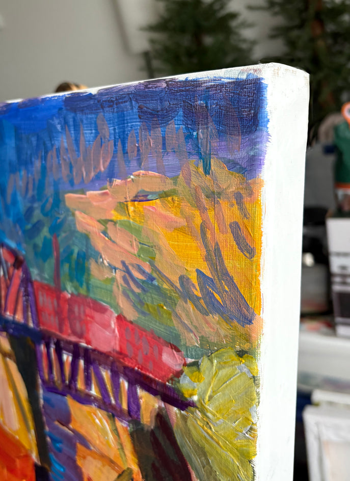 Bridge at Sundown by Robert Hofherr |  Side View of Artwork 