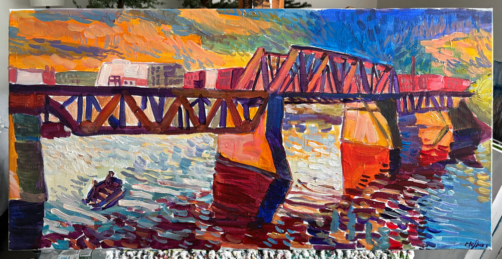 Bridge at Sundown by Robert Hofherr |  Context View of Artwork 