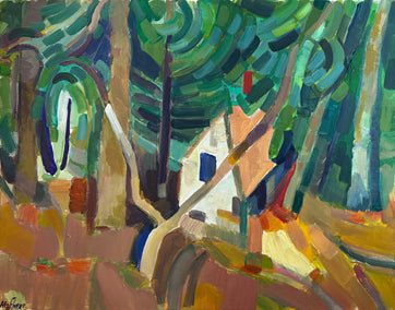 acrylic painting by Robert Hofherr titled Cottage in a Wood