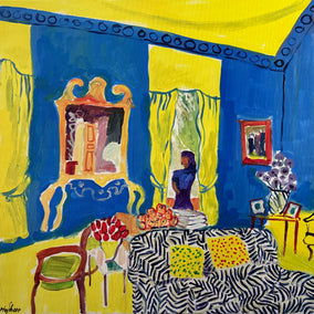 Original art for sale at UGallery.com | Drawing Room with Flowers by Robert Hofherr | $1,000 | acrylic painting | 24' h x 24' w