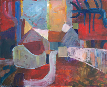 acrylic painting by Robert Hofherr titled Farm Buildings