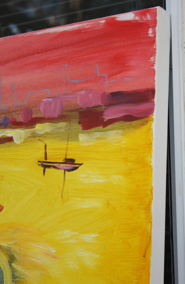 Fauvist Harbor by Robert Hofherr |  Side View of Artwork 