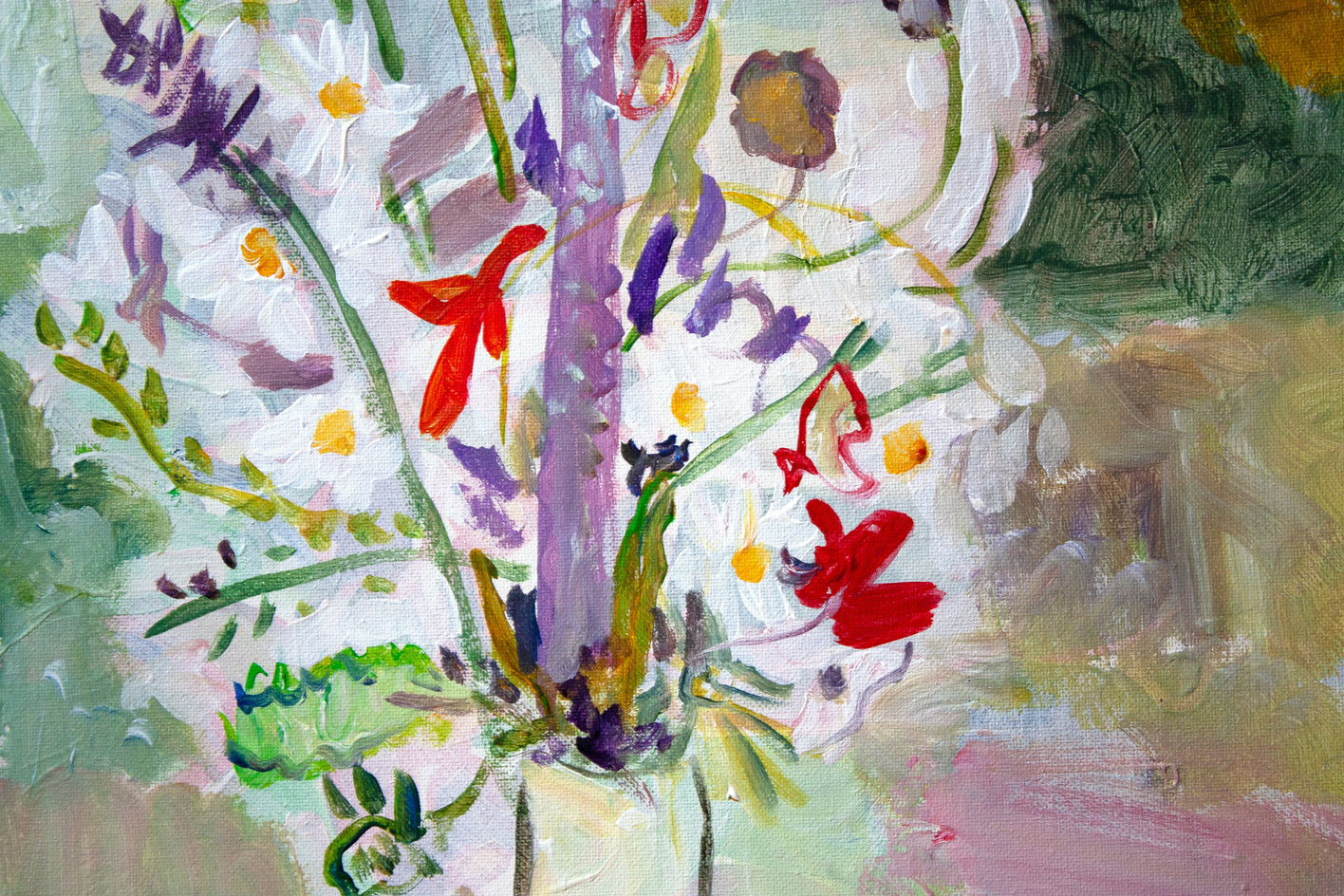 Flowers in a Vase by Robert Hofherr |  Closeup View of Artwork 