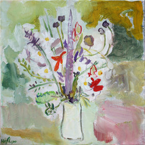 Original art for sale at UGallery.com | Flowers in a Vase by Robert Hofherr | $525 | acrylic painting | 16' h x 16' w