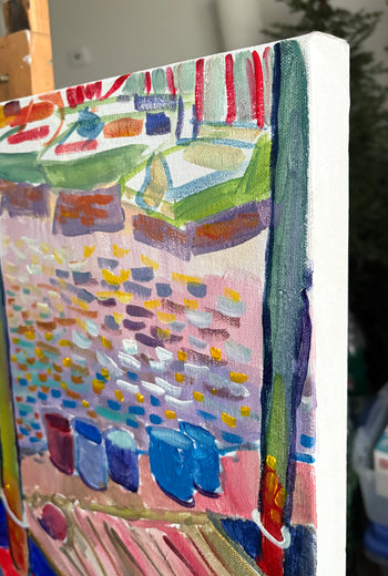 Harbor Side by Robert Hofherr |  Side View of Artwork 