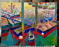 Original art for sale at UGallery.com | Harbor Side by Robert Hofherr | $1,175 | acrylic painting | 22' h x 28' w | thumbnail 3
