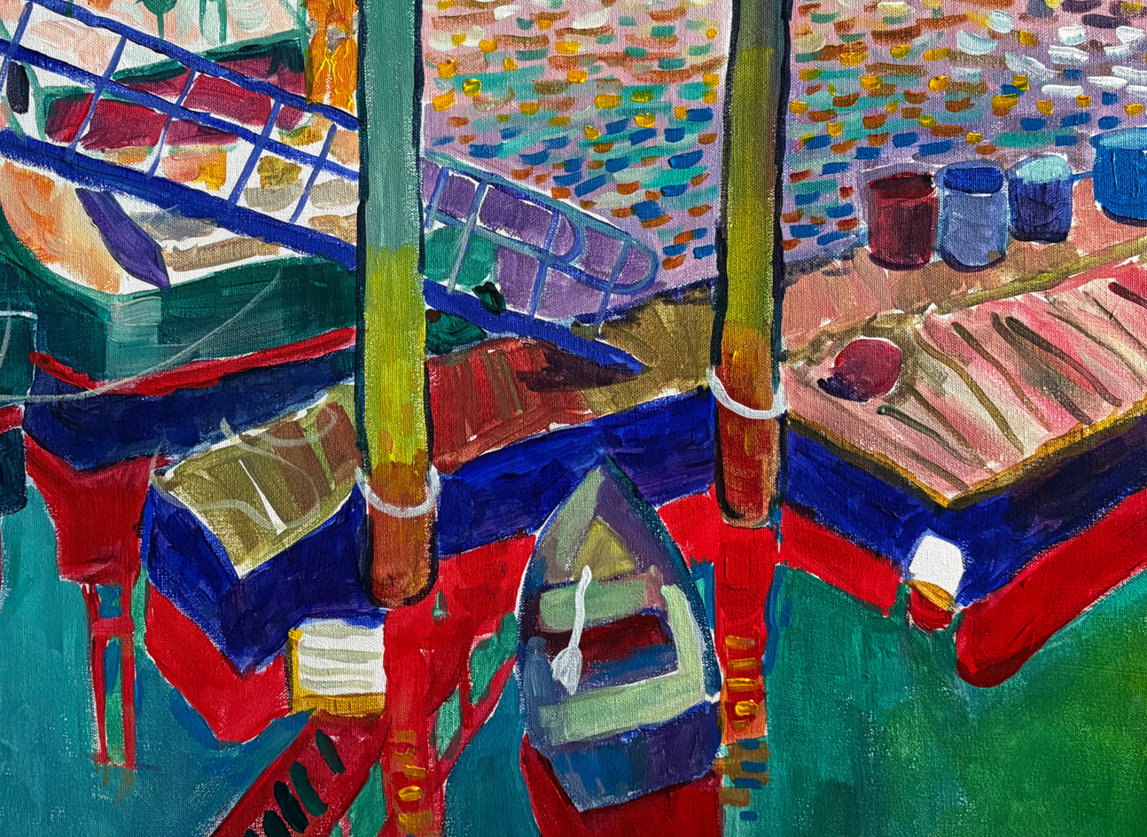 Harbor Side by Robert Hofherr |  Closeup View of Artwork 