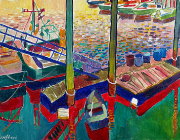acrylic painting by Robert Hofherr titled Harbor Side