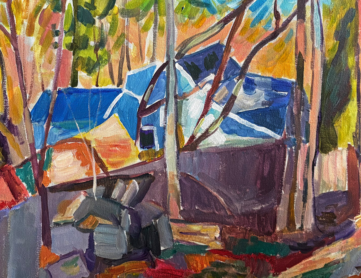 House on a Hillside by Robert Hofherr |  Closeup View of Artwork 