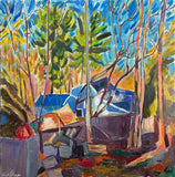 Original art for sale at UGallery.com | House on a Hillside by Robert Hofherr | $950 | acrylic painting | 24' h x 24' w | thumbnail 1