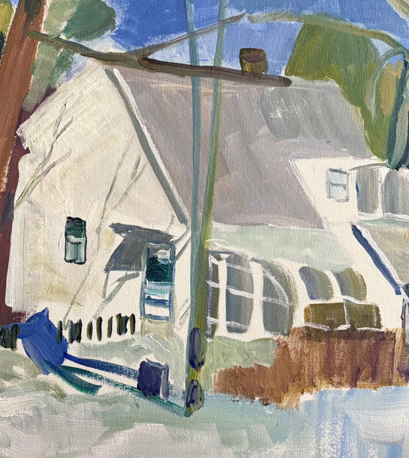 House with Greenhouse by Robert Hofherr |  Closeup View of Artwork 