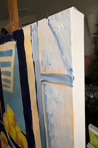 Interior with Lemons by Robert Hofherr |  Side View of Artwork 