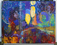 Original art for sale at UGallery.com | Lonesome October Night by Robert Hofherr | $1,325 | acrylic painting | 22' h x 28' w | thumbnail 3
