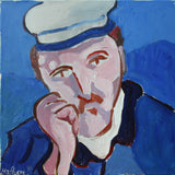 Original art for sale at UGallery.com | Man with Hat (After Van Gogh) by Robert Hofherr | $500 | acrylic painting | 16' h x 16' w | thumbnail 1