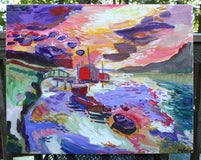 Original art for sale at UGallery.com | On the River by Robert Hofherr | $1,125 | acrylic painting | 24' h x 30' w | thumbnail 3